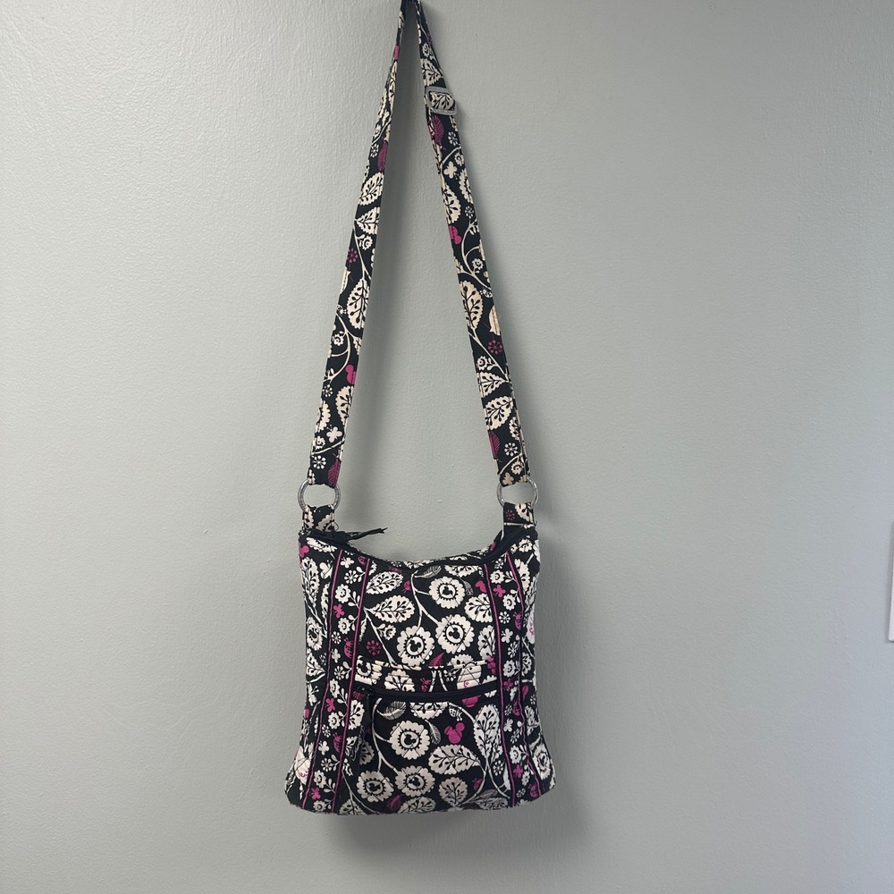 Vera Bradley Disney Parks Midnight with Mickey Crossbody Bag Black Pink Floral